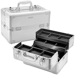 Embossed Traincase – Silver Faux Croc