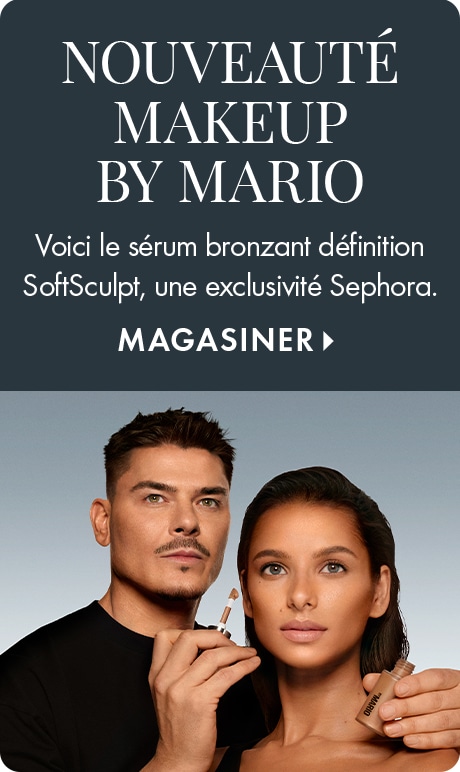 NOUVEAUTÉ MAKEUP BY MARIO | Voici le sérum bronzant sculptant SoftSculpt, une exclusivité Sephora. MAGASINER &gt; | Image de Mario Dedivanovic tenant un nouveau sérum avec un modèle.