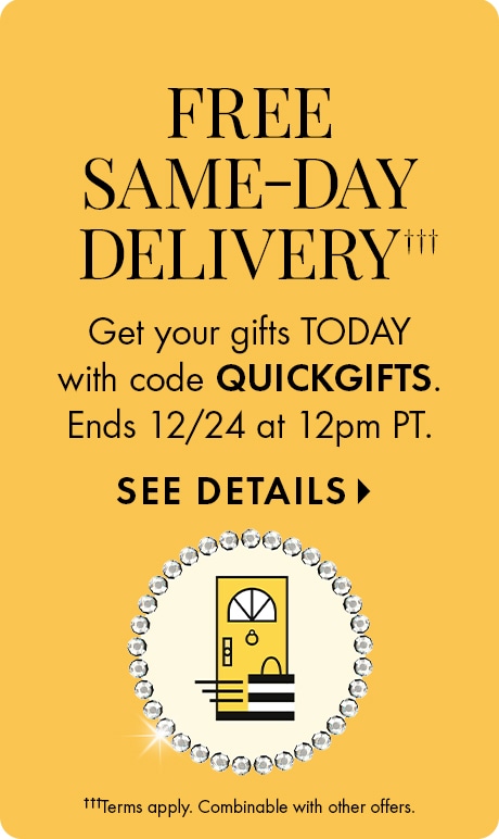 Offre de livraison gratuite le jour même : Recevez vos cadeaux dès aujourd’hui avec le code QUICKGIFTS. Prend fin le 24 décembre à 12 h HP. Comprend un bouton « Voir les détails » et une icône représentant une porte avec un colis à l’intérieur d’un cercle 