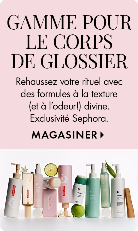 NOUVELLE GAMME POUR LE CORPS DE GLOSSIER | Rehaussez votre rituel avec des formules à la texture (et à l’odeur!) divine. Exclusivité Sephora. MAGASINER > | Image de la gamme pour le corps de Glossier