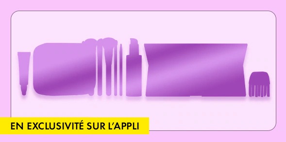 "24-HOUR APP EARLY ACCESS" Purple beauty product silhouettes on a light purple background.
