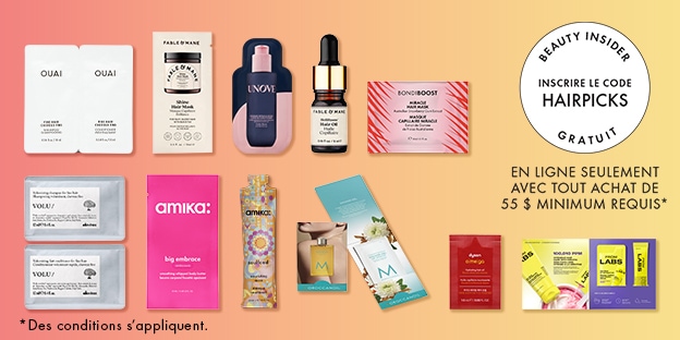 BEAUTY INSIDER INSCRIRE LE CODE HAIRPICKS GRATUIT EN LIGNE SEULEMENT AVEC TOUT ACHAT DE 55 $ MINIMUM REQUIS* *Des conditions s’appliquent.