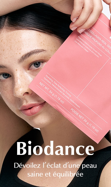 Biodance. Dévoilez l’éclat d’une peau saine et équilibrée. image du modèle avec le l’essentiel.