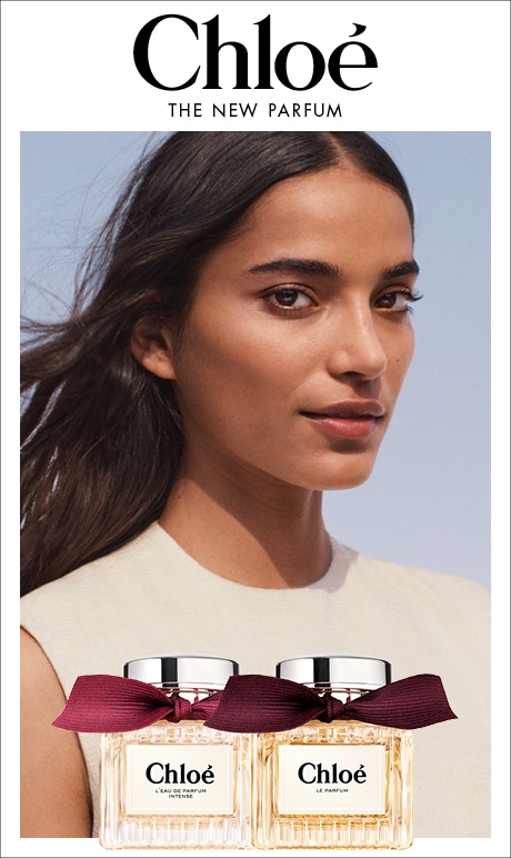 Chloé. Le nouveau parfum. Image du flacon et de la modèle.
