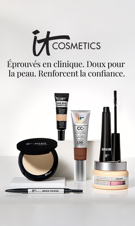 ITcosmetics. Éprouvés en clinique. Doux pour la peau. Renforcent la confiance. Image des produits.