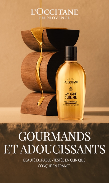 L’Occitane en Provence. une douceur enveloppante et nourrissante. une beauté durable. testé en clinique. conçu en France. image de l’essentiel.