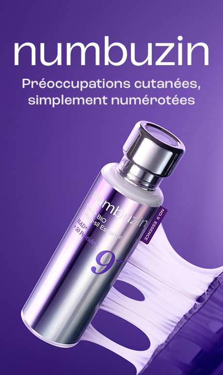 Numbuzin. les préoccupations cutanées, simplement numérotées. image de la bouteille du produit. 