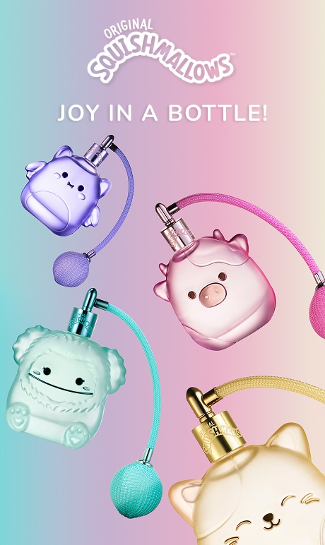 original Squishmallows. Le bonheur en flacon. image de flacons de parfum. 