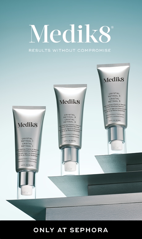 Medik8. des résultats sans compromis. image des produits. exclusivité Sephora. 