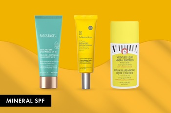 Featuring biossance, dr. jart, first aid beauty sunscreen product