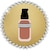 Graphic of foundation bottle on a gold circular background with a festive border