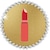 Graphic of lipstick tube on gold background with festive border