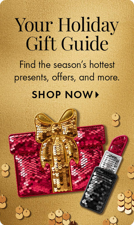 Image promoting Sephora’s holiday gift guide. Text reads: “Find the season’s hottest presents, offers, and more.” Includes a “Shop Now” button. Festive design encouraging holiday shopping.