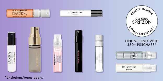 Beauty Insider Use code SPRITZON FREE Online Only with $50+ Purchase* | *Exclusions/Terms apply.