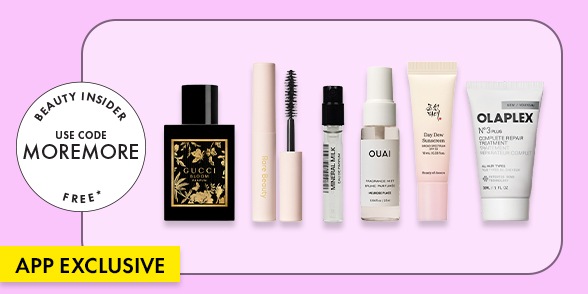 beauty Insider. use code moremore free*. app exclusive. image of products.