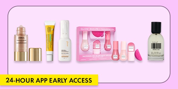 24-hour app early access. image of products.