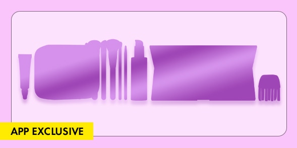 "24-HOUR APP EARLY ACCESS" Purple beauty product silhouettes on a light purple background.
