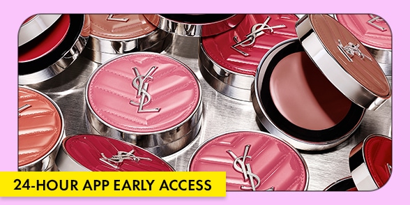 "24-HOUR APP EARLY ACCESS" Assorted YSL beauty compacts in pink and bronze shades. Provide your feedback on BizChat