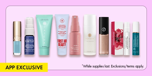 "24-HOUR APP EARLY ACCESS" App Fest exclusive beauty product assortment with a Beauty Insider badge offering free use code SCOREMORE. Provide your feedback on BizChat