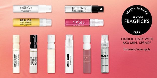 BEAUTY INSIDER USE CODE FRAGPICKS FREE ONLINE ONLY WITH $50 MIN. SPEND* *Exclusions/terms apply.