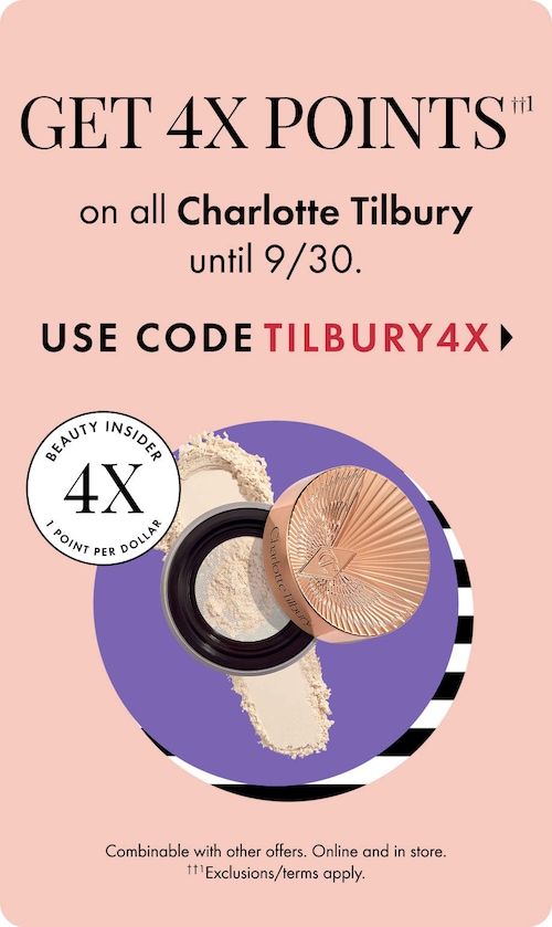 Get 4x points on charlotte tilbury through 930. use code tilbury4x >. combine with other offers online and in store. exclusions/terms apply. image of product. 4x points seal. 