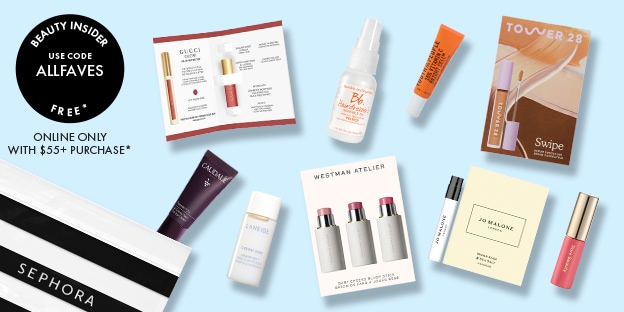 BEAUTY INSIDER USE CODE ALLFAVES FREE* ONLINE ONLY WITH $55+ PURCHASE*