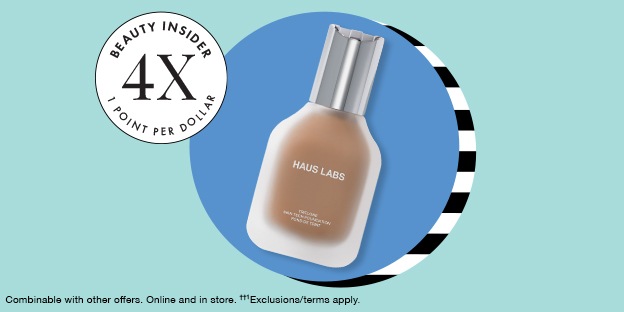 Beauty Insider 4X 1 Point Per Dollar | Combinable with other offers. Online and in store. ††1 Exclusions/ terms apply.