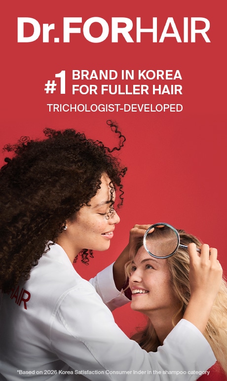 Dr.FORHAIR #1 brand in korea for fuller hair. Trichologist-developed. Image of models.