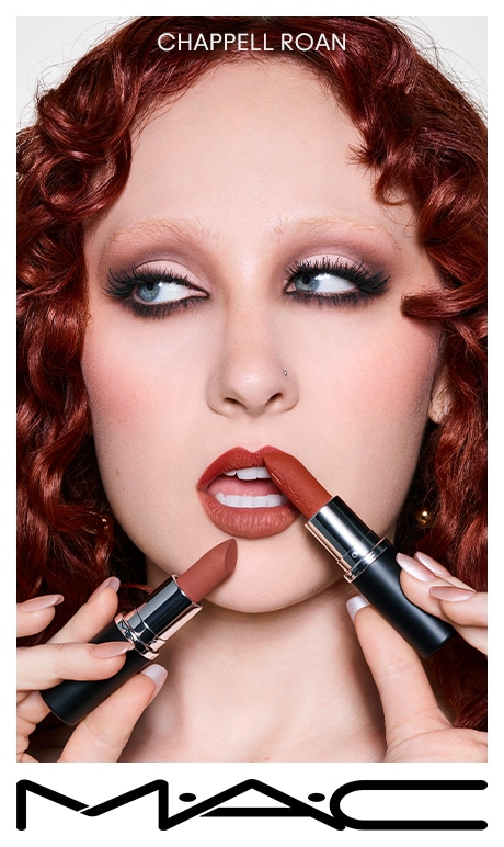 MAC. chappell roan. image of chappell roan with products.