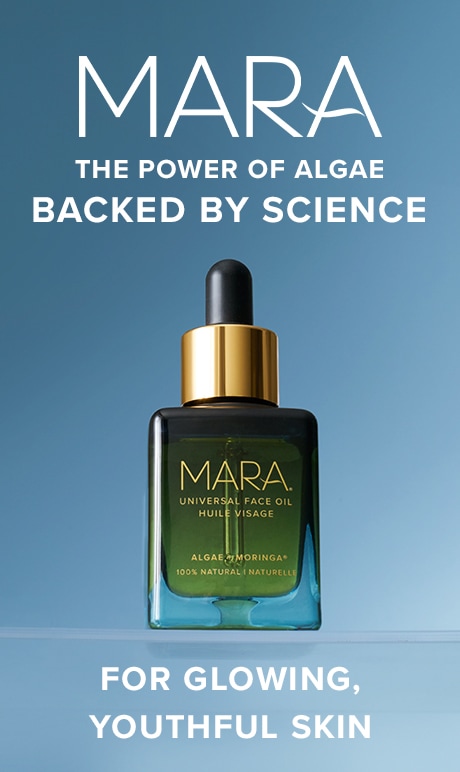 Mara. the power of algae backed by science. for glowing youthful skin. image of product.