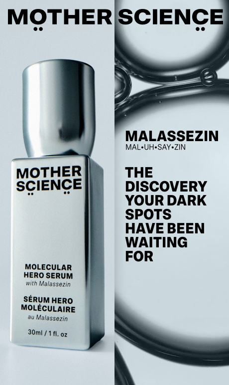 Mother Science. Image if product bottle. The discovery your dark spots have waiting for. 