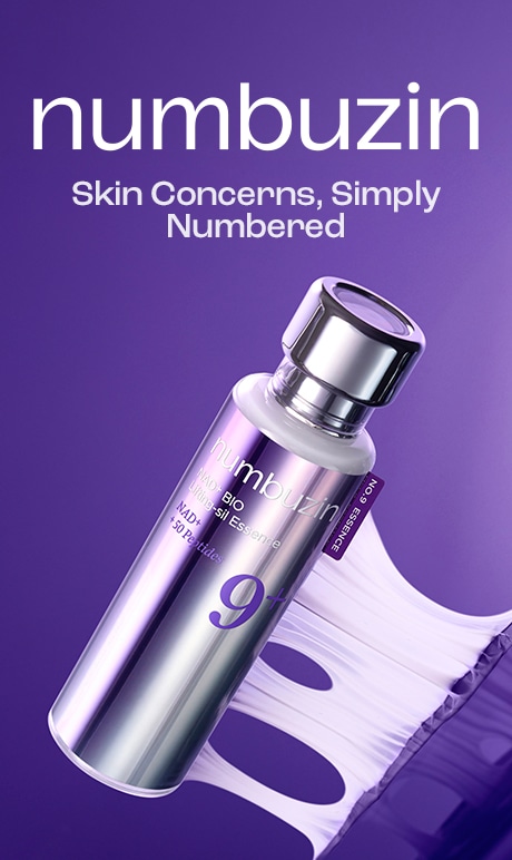 Numbuzin. skin concerns, simply numbered. image of product bottle. 
