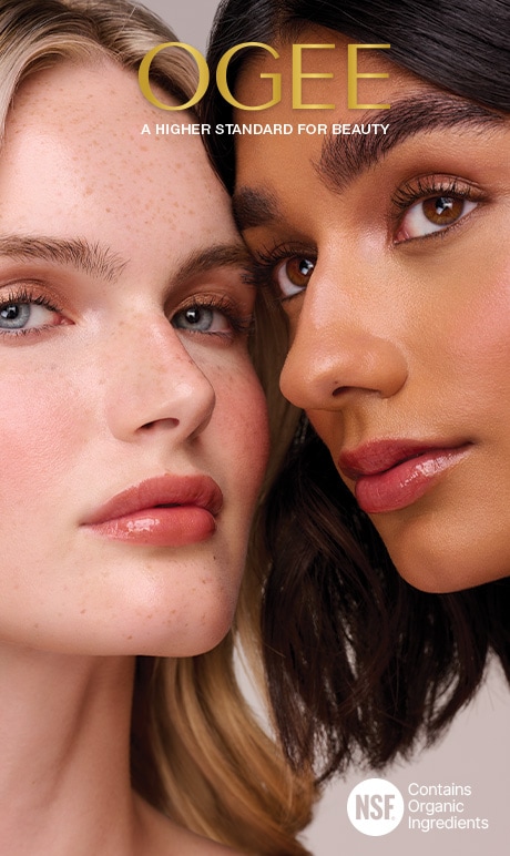 Ogee. A higher standard for beauty. image of 2 models. NSF contains organic ingredients
