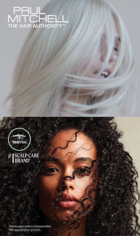 Paul Mitchell. the hair authority. teatree #1 scalp care brand. image of models.