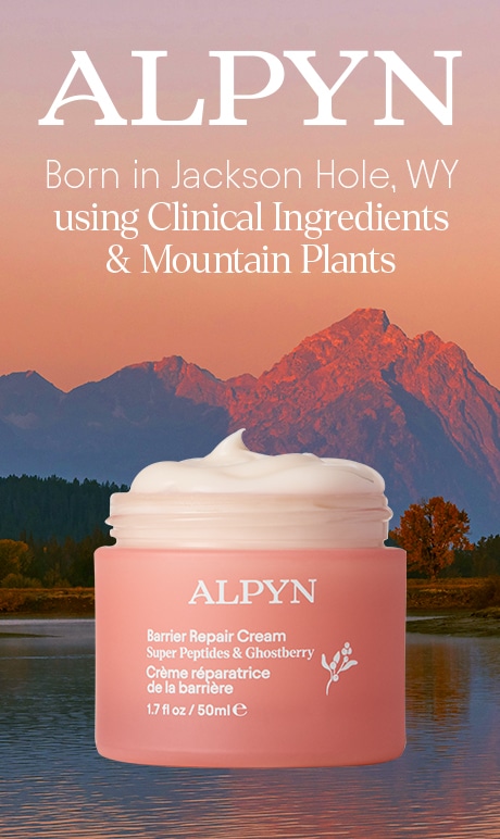 Alpyn. Born in Jackson hole, WY using Clinical Ingredients & Mountain Plants. Image of product. 