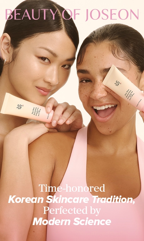 Beauty of Joseon. Time-honored, korean skincare tradition, perfected by modern science. Image of models holding product.