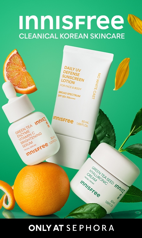 Innisfree. cleanical korean skincare. image of products. only at sephora.