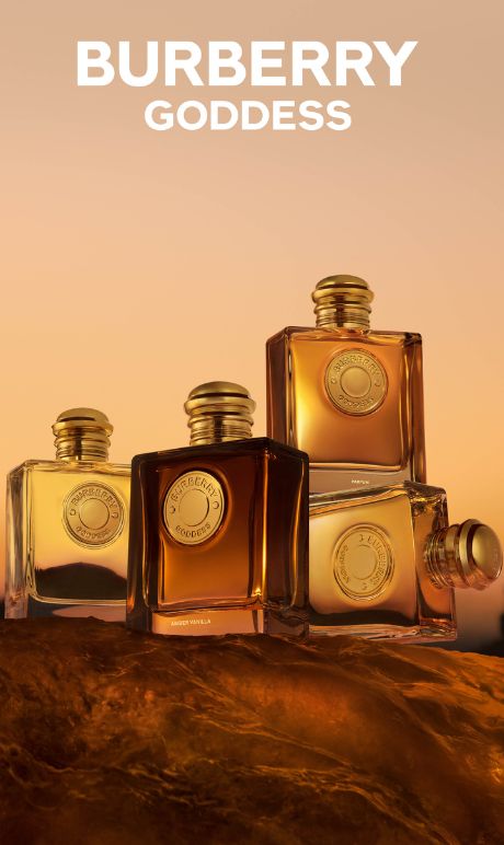 Burberry Godess. Image of fragrance bottles.