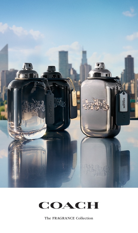 Coach. The Fragrance Collection. Image of product bottles.