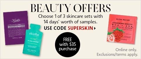 BEAUTY OFFERS | Choose 1 of 3 skincare sets with 14 days' worth of samples. USE CODE SUPER SKIN > 