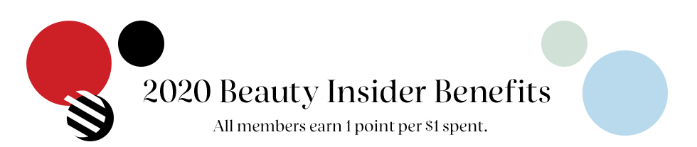 2020 Beauty Insider Benefits | All members earn 1 point per $1 spent.