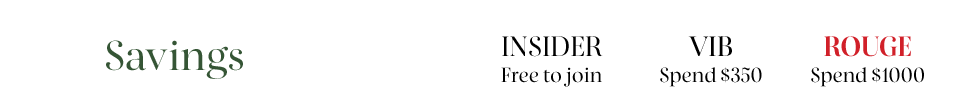 Savings | Insider Free to Join | VIB Spend $350 | Rouge Spend $100