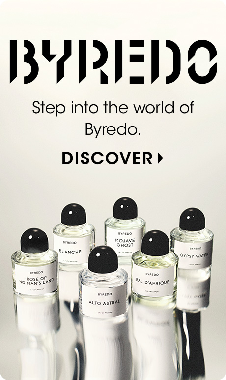 Byredo. Step into the world of Byredo. Discover > Image of fragrance bottles