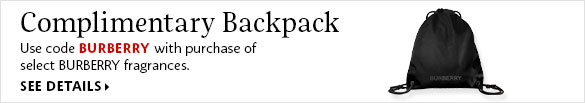 Complimentary Backpack | Use code BURBERRY with purchase of select BURBERRY fragrances. | See details >>