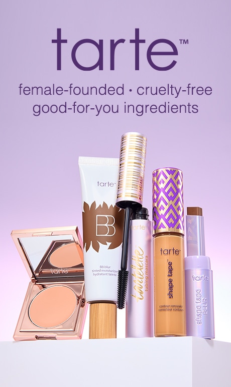 Tarte. female-founded, cruelty-free good-for-you ingredients. image of products.