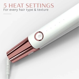 T3 SinglePass Luxe 1” Ionic Straightening & Styling Flat Iron (White/Rose Gold) Image 2