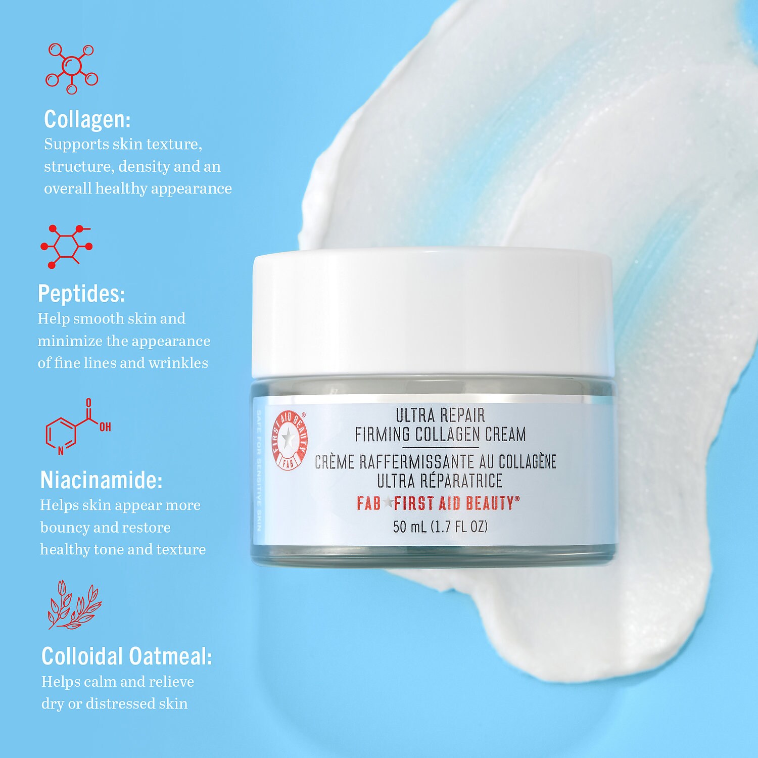 ultra repair firming collagen cream with peptides and niacinamide