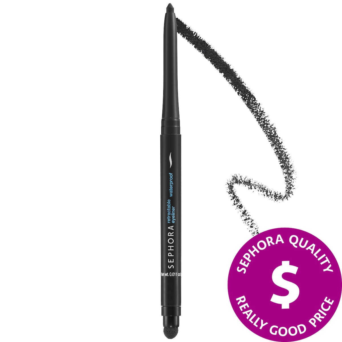Retractable eyeliner with lid off