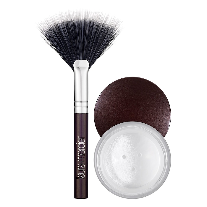 Invisible Loose Setting Powder + Mini Fan Powder Brush Laura Mercier
