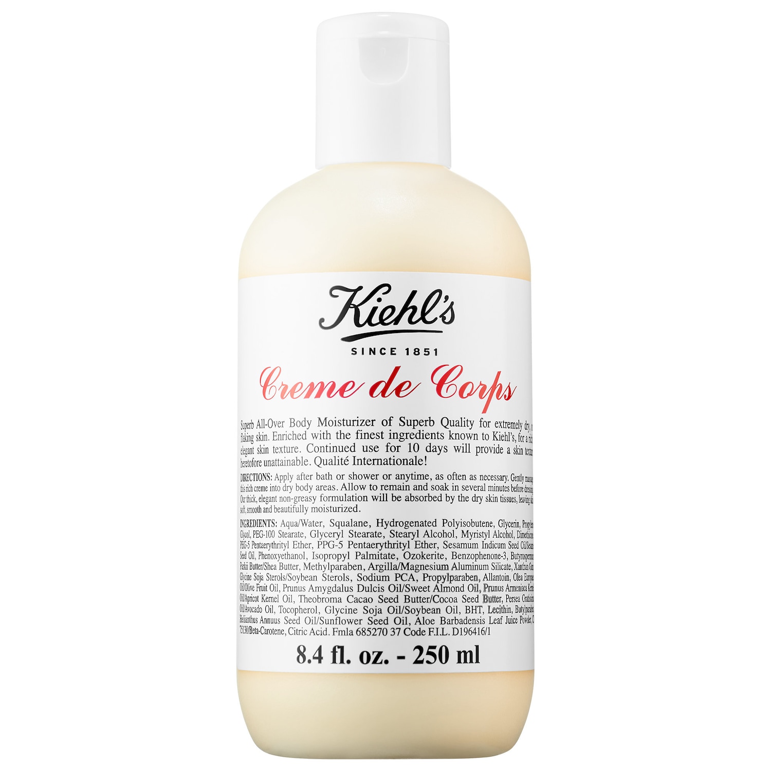 Kiehl's Since 1851 Увлажняющий лосьон для тела Kiehl's Crème de Corps со сменным блоком и скваланом — фото 1